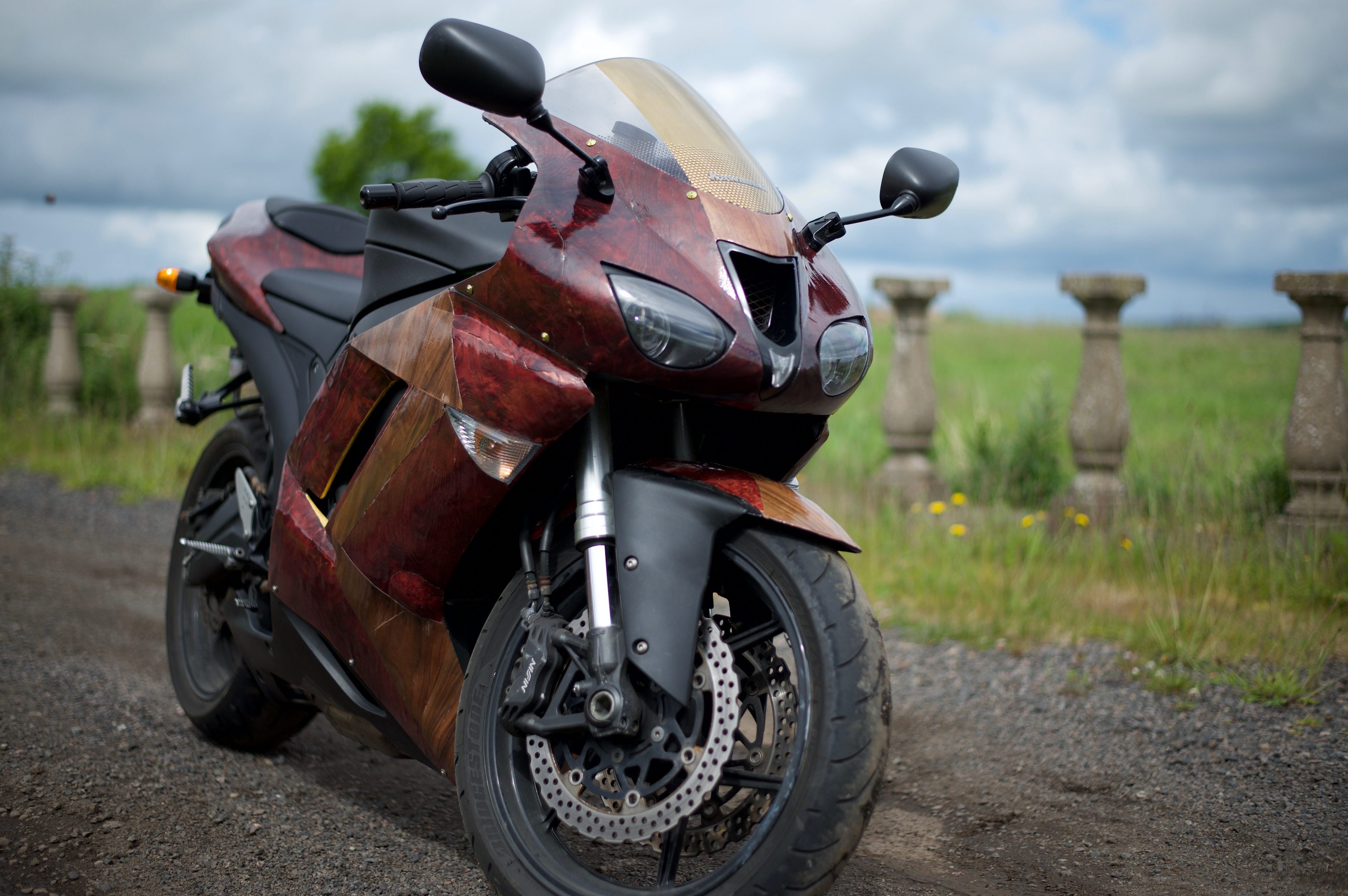 Nick's wood and gold Kawasaki motorbike 'a work of art ...