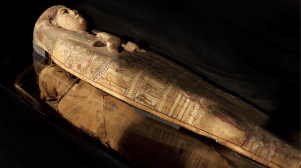 The mummy and case, kept beneath Perth Museum and Art              Gallery